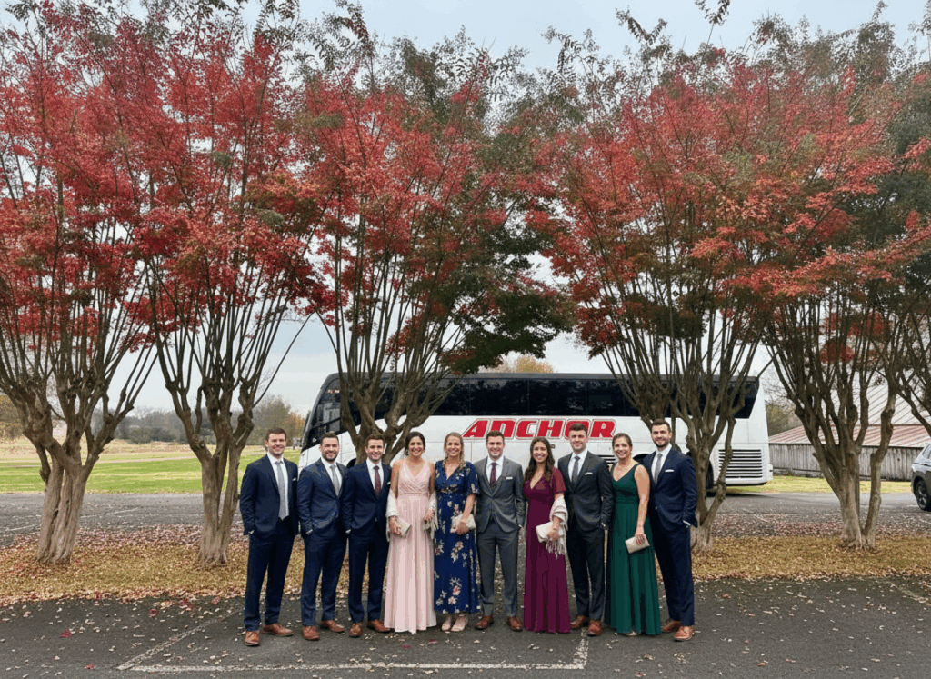 A Wedding party arriving on an Anchor Motorcoach